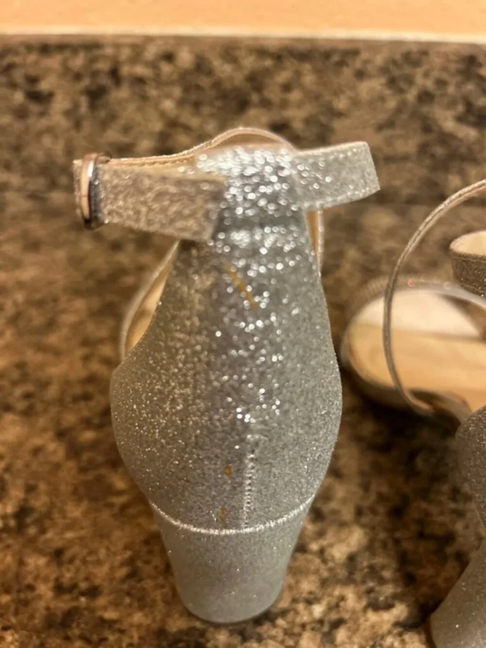 Betsey Johnson silver glitter sandals – size 6